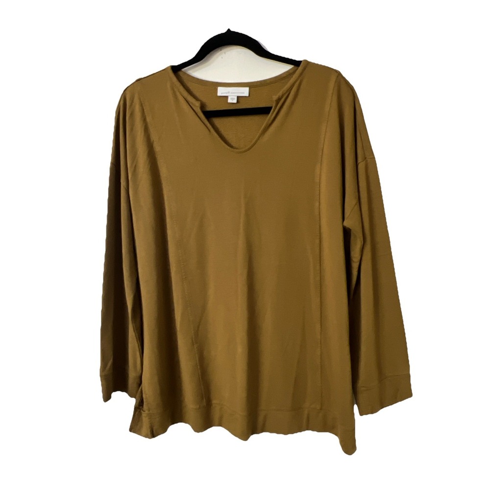 Pure Jill Brown Tranquility Fleece Scoop-Neck Tunic Pullover‎ Sweater M